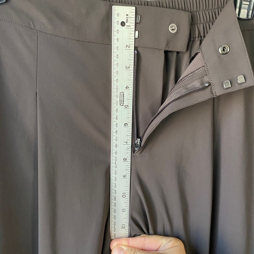 Athleta Brooklyn Wide Leg Pants Brown Pleated Performance Trousers Womens 8 - Picture 13 of 16